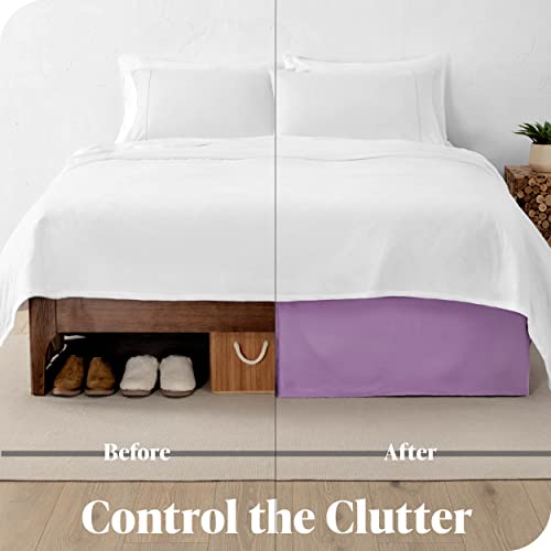 Bare Home Pleated Queen Bed Skirt - 15-Inch Tailored Drop Easy Fit - Bed Skirt For Queen Beds - Center & Corner Pleats (Queen, Lavender) #TOP3