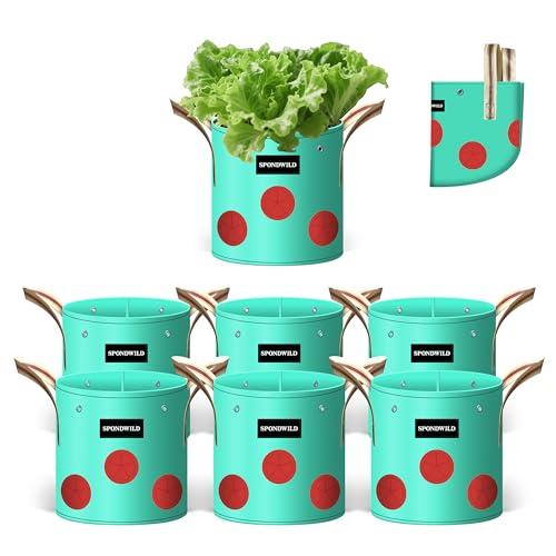 SPONDWILD 7 Pack 3 Gallon Grow Bags Heavy Duty 180G Thickened PE Plant Pots with 8 Breathable Holes