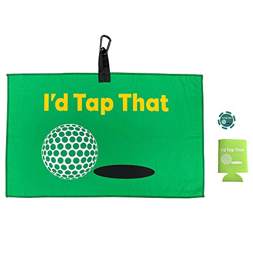 Giggle Golf I'd Tap That Golf Waffle Towel, Poker Chip, and Can Cooler