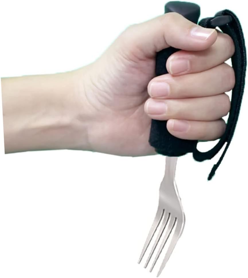 Adaptive Fork for Elderly Non Slip Stainless Steel Eating Utensil Portable Slip Fork for Disabilities for Weak Grip Hand Injuries