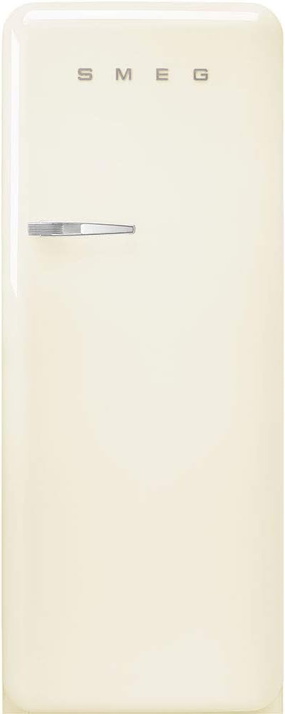 Smeg FAB28 50’s Retro Style Aesthetic Top Freezer Refrigerator with 9.92 Cu Total Capacity, Multiflow Cooling System, Adjustable Glass Shelves 24-Inches, Cream Right Hand Hinge Made In Italy