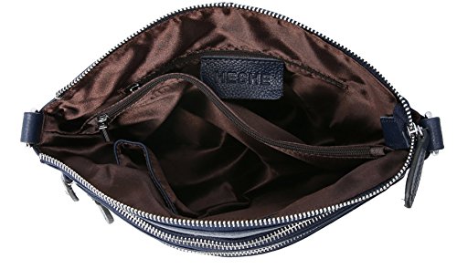 HESHE Leather Purses and Handbags for Women Hobo Satchel Bags Sling Shoulder Crossbody Bag Trendy Small Zippered Pockets Purse Tote Bag (Navy Blue)