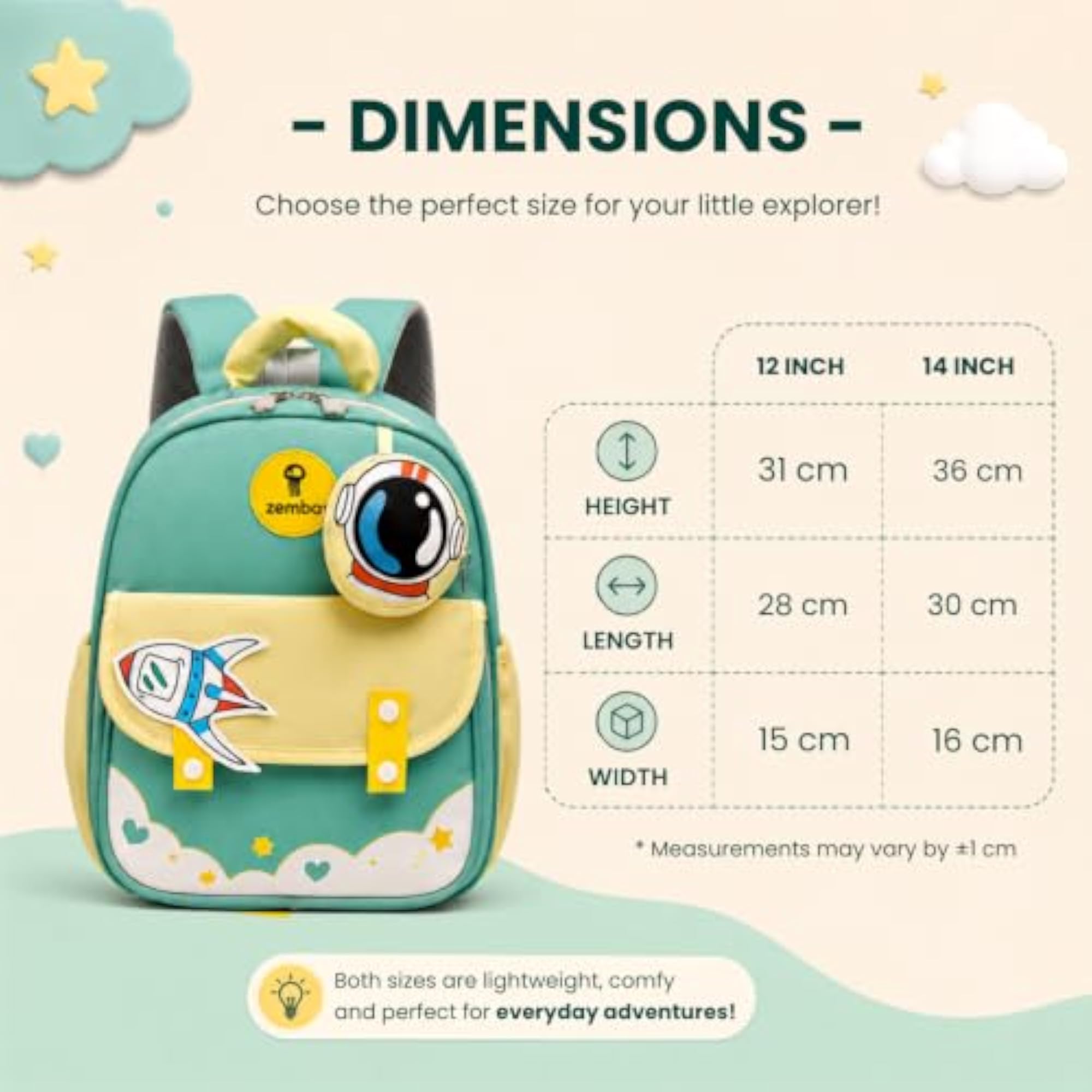 Kids School Backpack with Space Explorer Theme