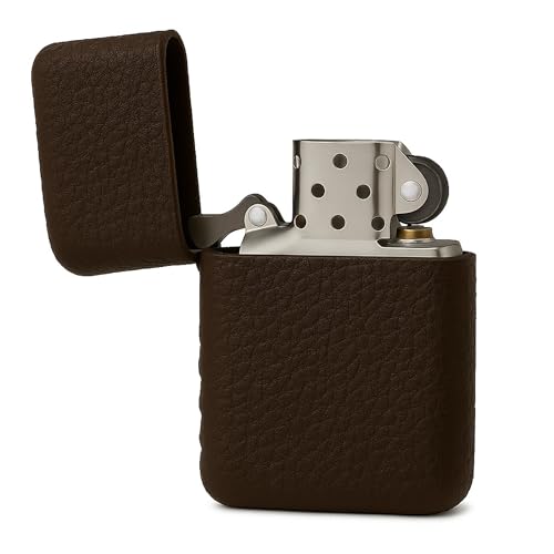 Leather Lighter Case Compatible Zippo Classic Size - Lighter Cover and Pouch for Zippo Top Grain Leather Pouch in Dark Brown