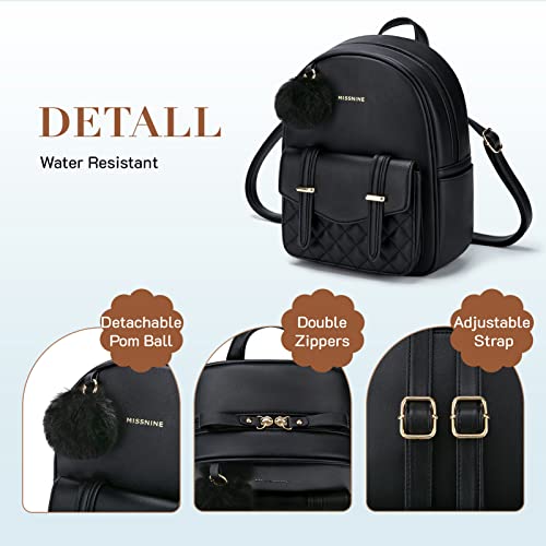 Missnine Mini Backpack For Women Cute Small Backpack Purse With Pompom Pu Leather Bookbag Small Casual Daypacks For Ladies #TOP4