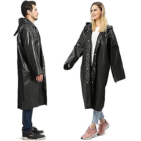 Long Rain Coat 2Pcs, Waterproof Outdoor Unisex EVA Cloth Poncho Rain Coat with Hat, Reusable Lightweight, Windbreaker Rain Jacket for Men & Women - Long Style Raincoat for Hiking, Fishing, Camping Cover