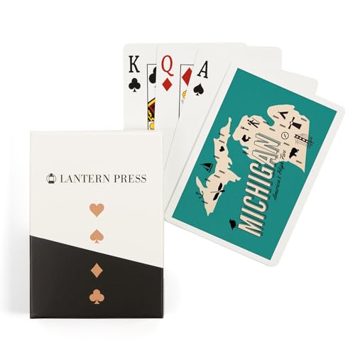 Lantern Press Michigan, Retro Icons, 52 Naipes Poker