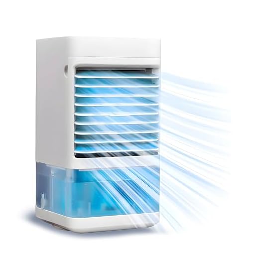 Enfriador Evaporativo Personal. Sin instalación. Oscilante. Bajo Consumo. 4 velocidades. 7 Colores Ambiente, Temporizador 12 h. Silencioso. Ligero. Seguro. Portátil