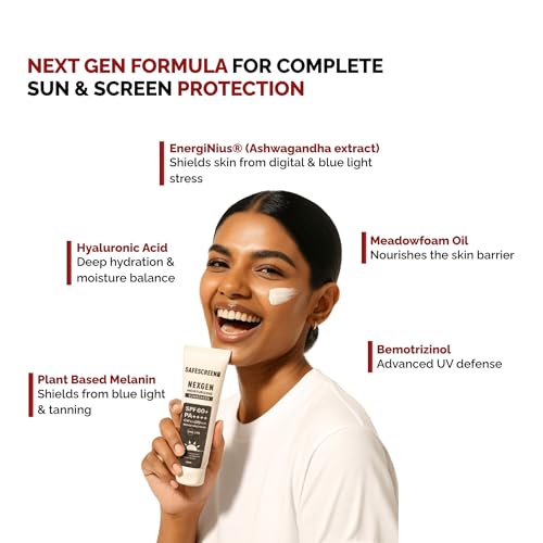 Image of CHOSEN SAFESCREEN NEXGEN SPF 60+ Moisturizing Sunscreen | 10-Hour Water Resistant Sunscreen with Blue Light Protection | For Dry Skin | 60ml