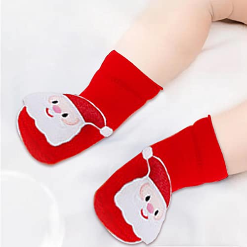 Meias de Natal para bebês | Meias grossas de papai noel dos desenhos animados de Terry | Meias quent