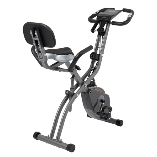 Vélo d&rsquo;appartement pliable avec 10 niveaux de résistance magnétique réglable | Vélo stationnaire pliable droit et incliné est le vélo d&rsquo;entraînement parfait pour un usage domestique