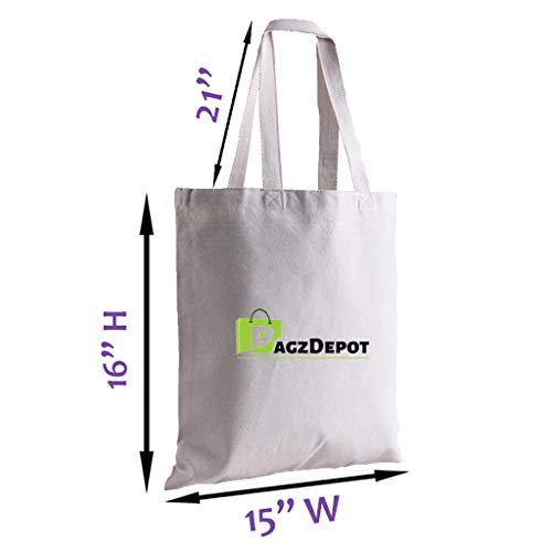 Sturdy Blank Canvas Tote Bags In Bulk - 12 Pack - Customizable Canvas Bags Wholesale For Printing, Embroidery, Heat Transfer, Paint And More! #TOP4