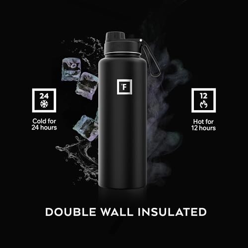 Image of IRON FLASK Camping & Hiking Hydration Flask with Spout, Wide Mouth Insulated Stainless Steel Sports Water Bottle - Aurora 40 oz - Spout (1 Lid)