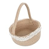 ULDIGI レースビンロープフラワーバスケット ナチュラルリネン収納バスケット フルーツスナック用装飾 小型整理 ホームデコレーション 手持ち
