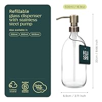 Kuishi Klarglas-Pumpflasche Spender [500 ml, goldene Pumpe] Nachfüllbare Braunglas-Seifenspender Flasche mit Edelstahlpumpe, umweltfreundlich (BPA-frei) – Ansicht 3