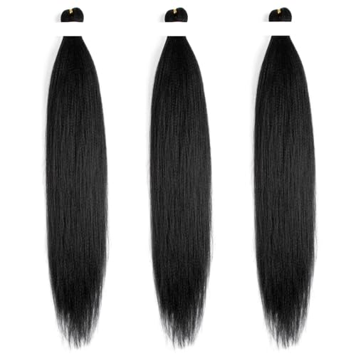 Roeula 1# Jet Black Pre Stretched Braiding Hair 16 Inch 3 Packs Short Jet Black Braiding Hair Pre Stretched Professional Prestretched Braiding Hair Synthetic Crochet Braids(1#, 16 Inch (pack of 3))