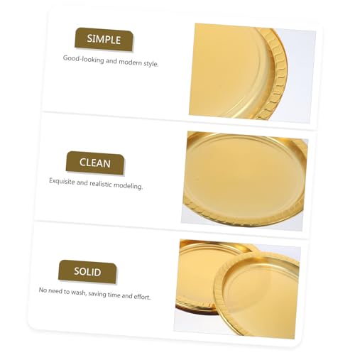 PRETYZOOM 20個 軽奢丸形金色使い捨て皿 大容量パーティー用果物スナックトレイ バーベキュー対応食器