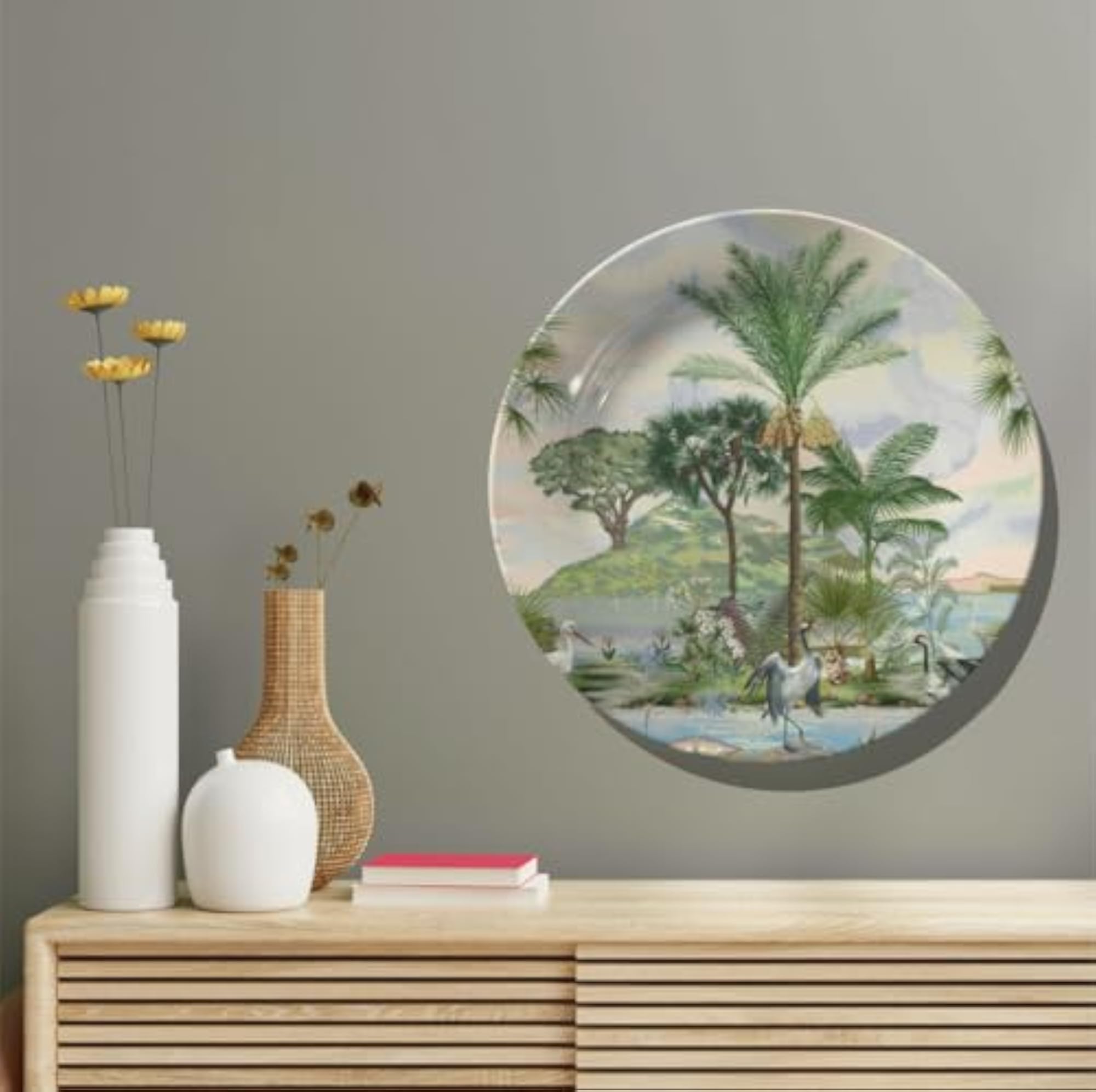 Forest Landscape Ceramic Wall Plate with Stand, 10 Inch