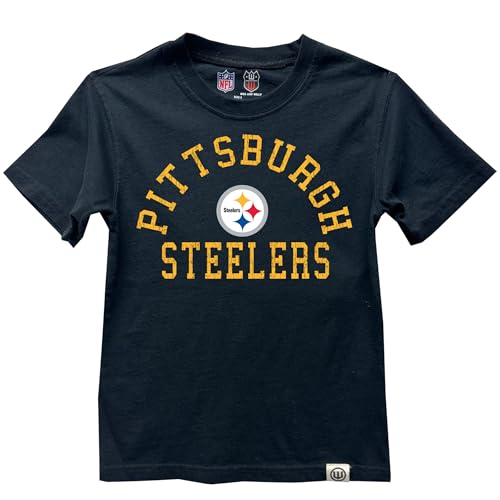 Wes and Willy NFL Kids Short Sleeve Organic Cotton Tee Shirt Pittsburgh Steelers Black 3T