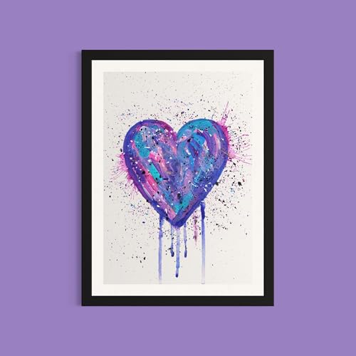 Heart Art Print, Purple Painting, Abstract Art Colourful Wall Bedroom Decor Poster For Her Valentines Poster Wall Cute Pictures Hedecor Decor Purple Painting Abstract Colourful,293