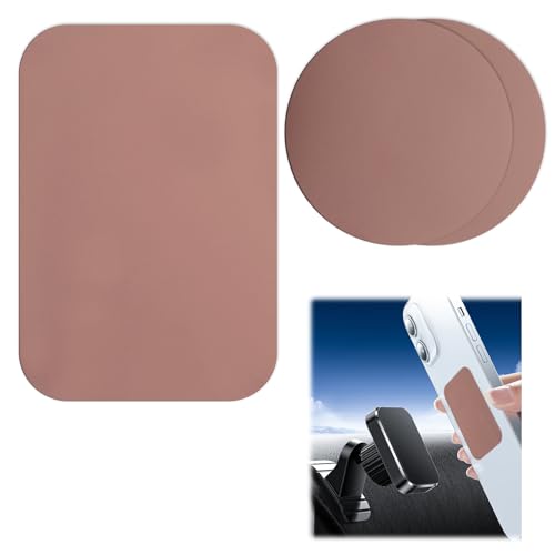 Aphumedc 4 Stück Metallplatte Metallplättchen Selbstklebend Set Handy Metall Platte Selbstklebende Set mit Klebefolie für Magnete Kfz Zubehör Handy Handyhalterung Auto, Rund Rechteckig