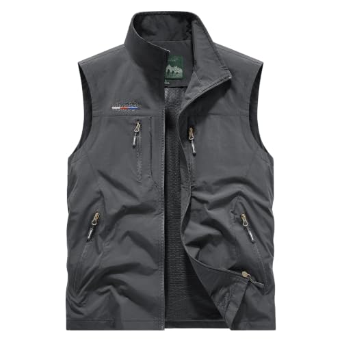 MANLUODANNI Men's Casual Lightweight Vest Sleeveless Outdoor Work Jacket