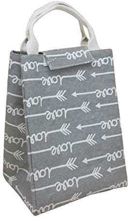 CLOCOR Lunch Bag Foldable Insulated Lunch Tote Reusable Canvas Cooler Bag Lunch Organizer for Students,Men and Women(Arrows)