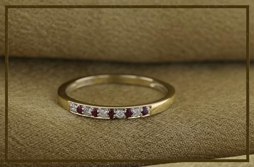 Dazzlingrock Collection Round Ruby & White Diamond Alternate Stone Wedding Band for Women in 10K Solid Gold3