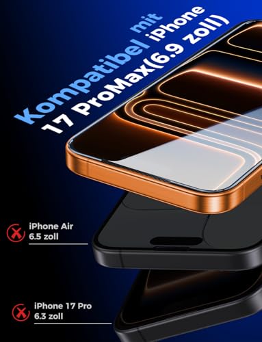 MAGIC JOHN 9H+ HD Schutzfolie für iPhone 17 Pro Max, 2er Set – Ansicht 2