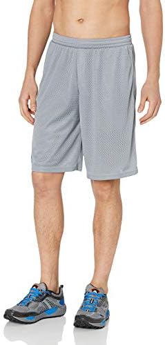 TSLA Men's Mesh Baketball Shorts, Quick Dry Running Pants, Gym Training Workout Shorts with Pockets, Comfort 1piece Steel, Medium