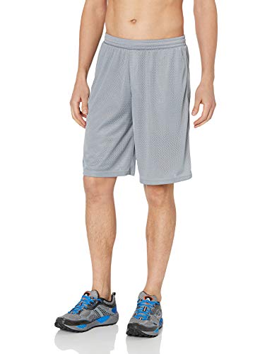 Tsla Men's Mesh Baketball Shorts, Quick Dry Running Pants, Gym Training Workout Shorts With Pockets, Comfort 1Piece Steel, Medium #TOP23