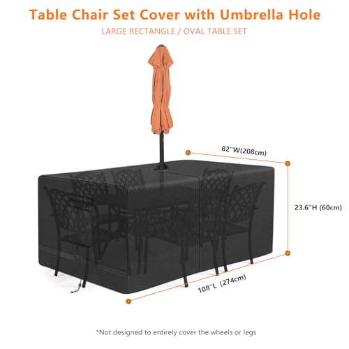 Housse table de patio 274x208cm bâche de protection imperméable Kovshuiwe Oxford 600D