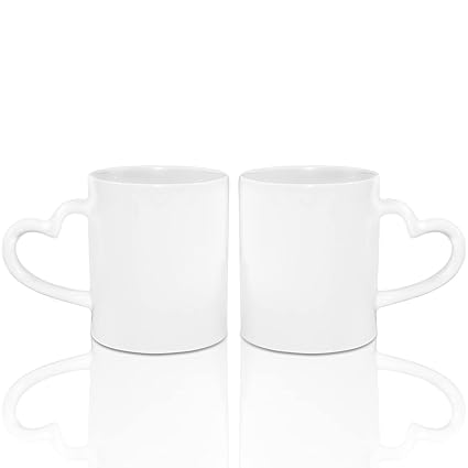 MR.R Sublimation Blanks Dishwasher White Ceramic Coffee Mugs 11oz Blank Ceramic Classic Drinking Cup Mug with Heart Handle For Milk Tea Cola Water, Set of 2 - ?