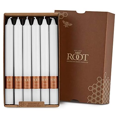 Root Candles 89147 Unscented Smooth Arista 9-Inch Dinner Candles, 12-Count, White Cover