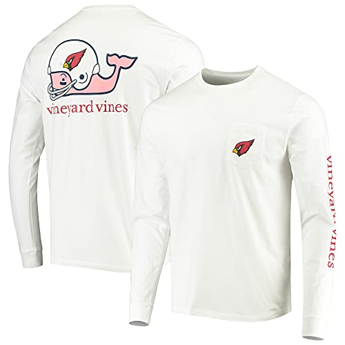 vineyard vines Men s White Arizona Cardinals Whale Helmet Long Sleeve T-Shirt