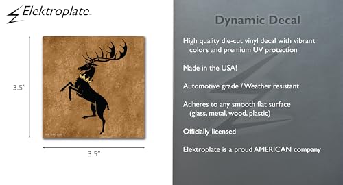 Image of Elektroplate Game of Thrones House Baratheon Dynamic Car Decal 3.5 inch | Officially Licensed - Weatherproof Automotive Grade Vinyl Sticker for Water Bottle, Laptop & More - Made in the USA