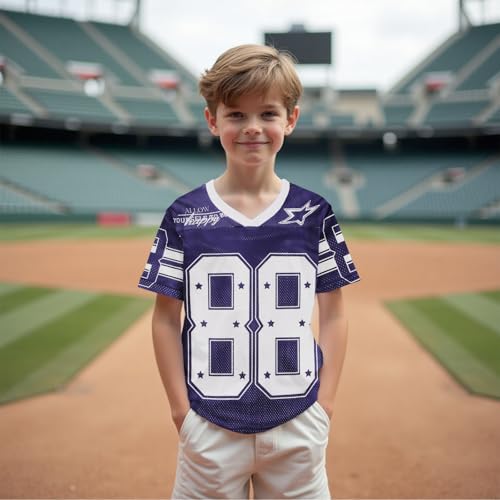 Image of Girls Boy Jersey Shirt Kids Y2k Baggy Tshirt 88 Graphic Tees | Size 6-11 Years V Neck Sports Team Outfit, Football Season Shirts, Oversized Short Sleeve Summer Tee Top