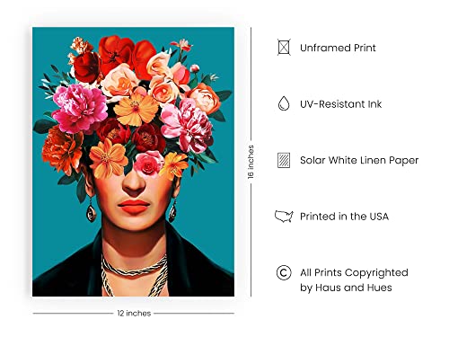 Haus And Hues Frida Kahlo Wall Art & Feminist Poster Frida Kahlo Poster Frida Art & Feminist Print Chicano, Latino, Chicana Art Frida Kahlo Gifts, Mexican Artwork For Walls Unframed 12"X16" #TOP1