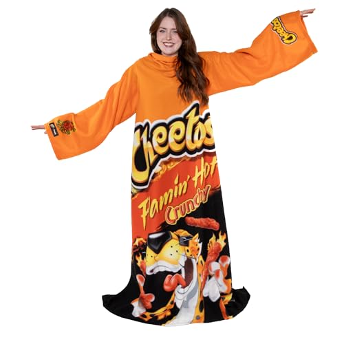 Snuggie The Original Wearable Blanket With Sleeves & Pockets | Reversible Throw for Adult Men & Women, Machine Washable, Gift for Holidays, As Seen on TV | One Size, Flaming Hot Cheetos, 71 x 54'