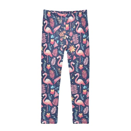 Flamingo Christmas Pink Slate Kids Girl's Leggings Soft Full Length Yoga Pants Gym