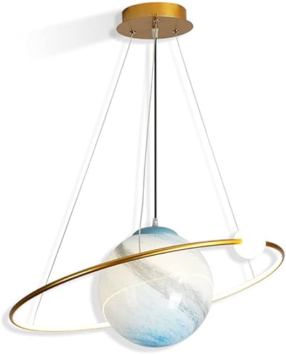 GAIIIA Lámpara colgante LED de planeta para habitación de niños lámpara de techo regulable de 32 W lámpara de araña moderna creativa para sala de