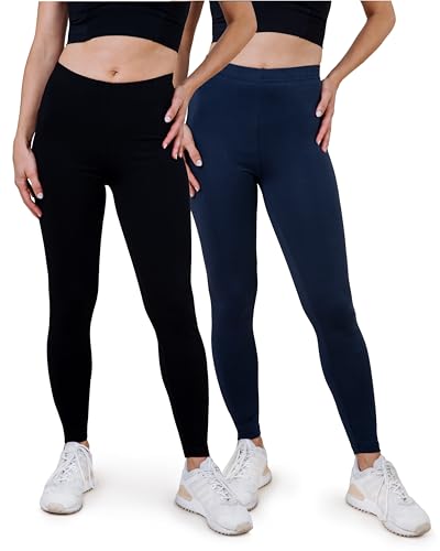 SES Leggings Donna Pacco da 2 Nero/Blu Navy Cotone (48/50)
