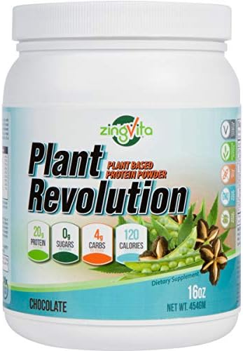 Plant Revolution Plant Based Vegan Protein Powder – Natural Vegetarian High Protein Blend - Non-GMO, Gluten Free, Dairy Free Protein Shake Powder – Sugar Free & Delicious Chocolate Flavor – 16 Oz