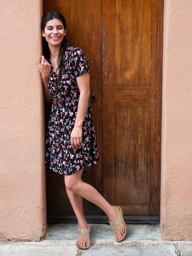 Image of TEMOFON Sandals for Women Flat Dressy Summer Flower Sandals with Ankle Strap Comfortable Casual Walking Flat Sandals Size 5-11