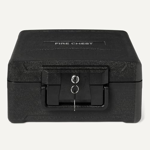 Amazon Basics Fire-Resistant Waterproof Fire Chest with Mechanical Key, Protects During Floods, 0.39 cu. ft, Black - image 3