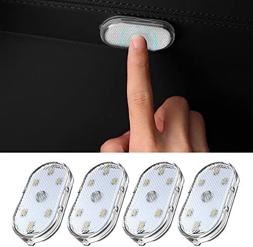4pcs Wireless Led Lights for Car Interior, USB Rechargeable , Free Installation of Magnetic Car Interior Lights (4pcs Warm White)