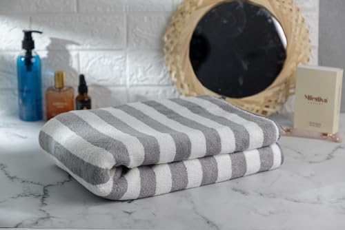 Image of MJN Microfiber Bath Towel Strip - Large 70x140 cm, Extra Soft Plush, Quick-Dry, High Absorbency Bath Towel (Grey)