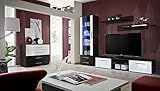 wohnwand wenge creme Eine Standvitrine (LxBxH): 60 cm x 40 cm x 190 cm - ist mit drei Glasböden und Led-Beleuchtung (blau) ausgestattet. Unten befinden sich zwei Schubladen, in denen man verschiedene Kleiningkeiten verstauen kann. Die Vitrine kann auf der linken oder rechten Seite geöffnet werden