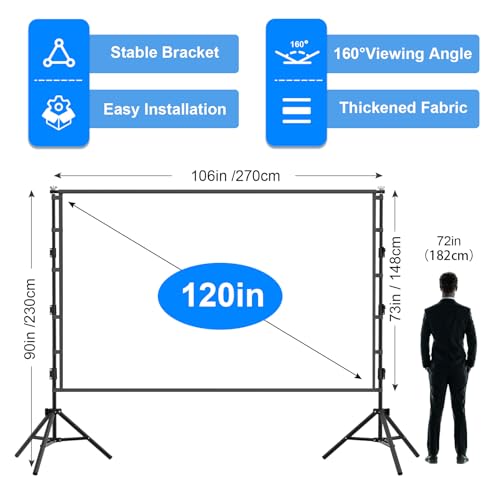 120 Inch Outdoor Projector Screen with Stand,Rear Front Projection Screen - image 6