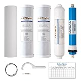 Ultima 7/VII 5 Stage Reverse Osmosis Water Filters, Uinversal Under Sink Water Filter System Replacement Cartridges with a 50 GPD Reverse Osmosis Membrane and a 1/4-Inch NPT Post Carbon Filter Kit